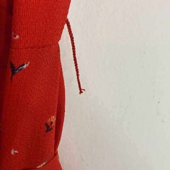 NWOT Row A Dandelion Floral Double-V Cherry Red Romper Jumpsuit - Picture 6 of 10